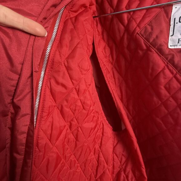 Vintage 80s Full Length Red Nylon Raincoat | Removable Quilted Liner, J Gallery - Picture 10 of 11